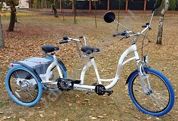 Rower tandem trójkołowy dwuosobowy dla dzieci i dorosłych