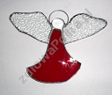 Anioł ze szkła bordowy, ozdoba witrażowa A16-4