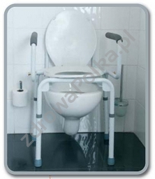 Krzesło toaletowe z podłokietnikami i pojemnikiem