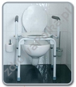 Krzesło toaletowe z podłokietnikami i pojemnikiem