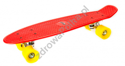 Deskorolka speed board czerwona z żółtymi kółkami