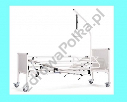 Łóżko rehabilitacyjne manualne barierki metalowe i wysięgnik