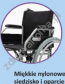 Miękkie siedzisko i podparcie w wózku inwalidzkim.